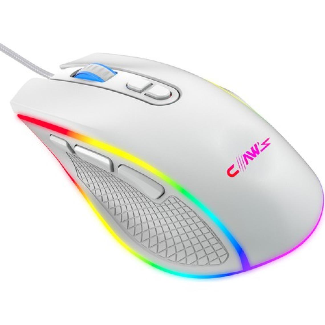 Claw's Nova V1 12800 Dpi Wide RGB Özel ABS Doku & Claw's Reflex Örgü Kablolu Ekstra Fire Butonlu Gaming Mouse - Beyaz