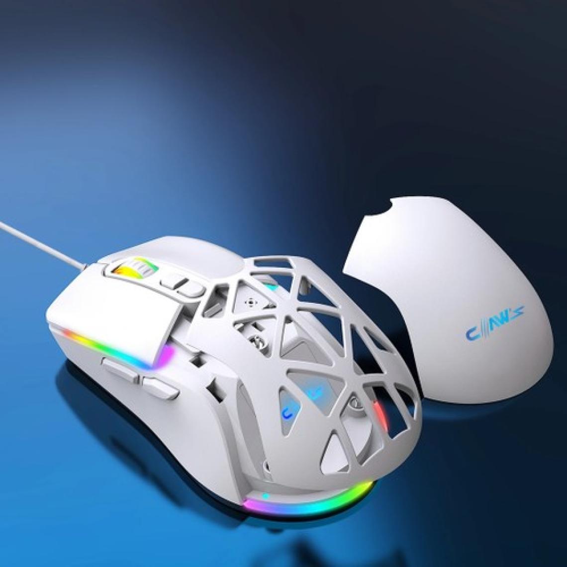 Claw's Nexus X1 12800 Dpi Wide RGB Özel ABS Doku, Claw's Reflex Örgü Kablolu & Değiştirilebilir Kapaklı Gaming Mouse - Beyaz