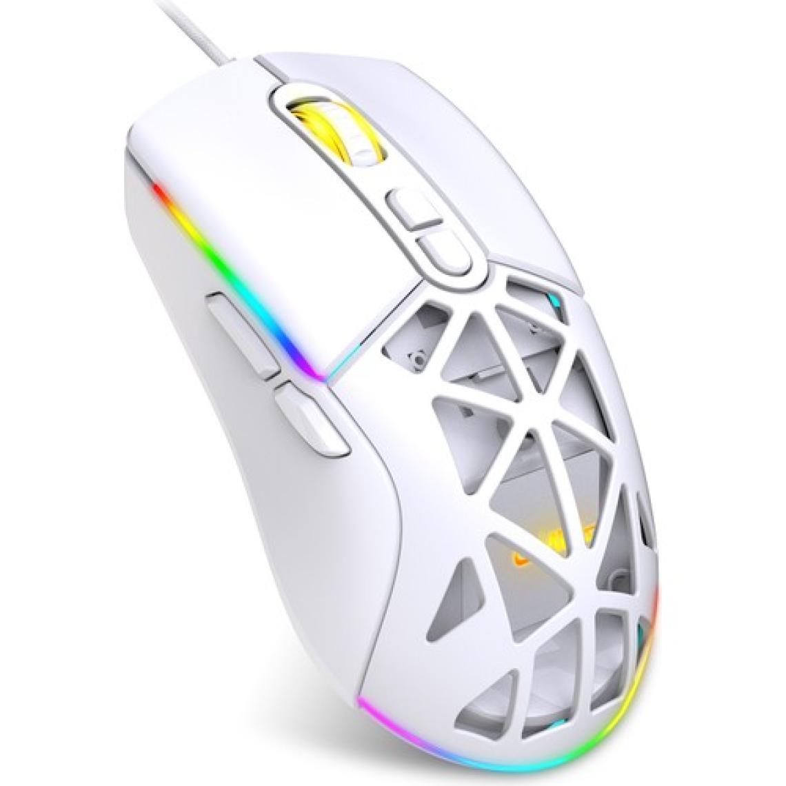 Claw's Nexus X1 12800 Dpi Wide RGB Özel ABS Doku, Claw's Reflex Örgü Kablolu & Değiştirilebilir Kapaklı Gaming Mouse - Beyaz
