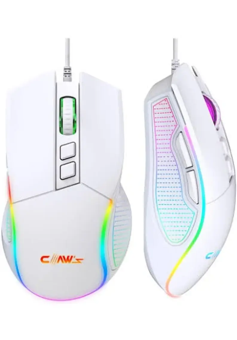 Claw's Crossfire V1 12800 Dpi Full Wide RGB Özel ABS Doku & Claw's Reflex Örgü Kablolu Gaming Mouse - Beyaz