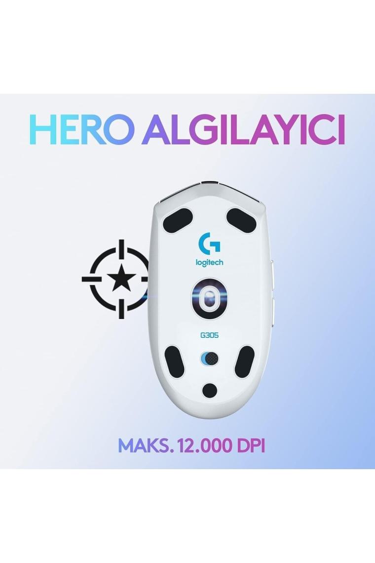 Logitech G G305 LIGHTSPEED 12.000 DPI Kablosuz Oyuncu Mouse - Beyaz