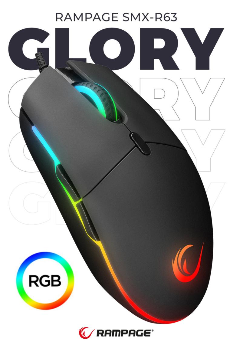 Smx-r63 Glory Usb Siyah Rgb Işıklı 6400dpi Gaming Oyuncu Mouse
