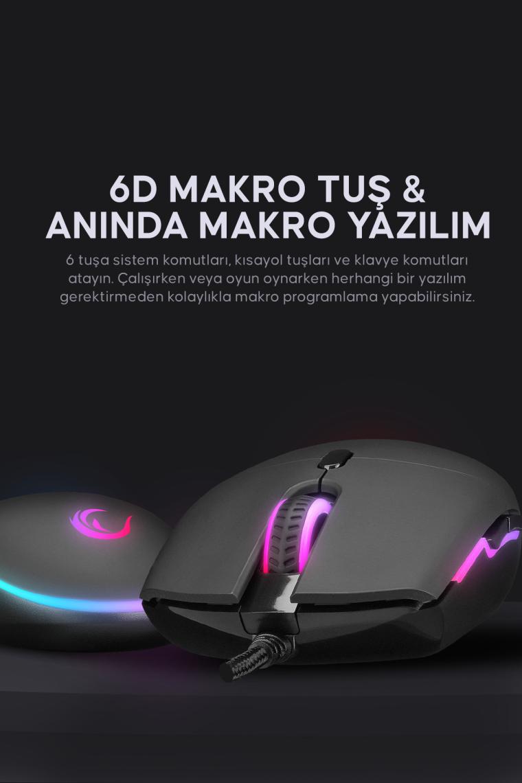 Smx-r63 Glory Usb Siyah Rgb Işıklı 6400dpi Gaming Oyuncu Mouse