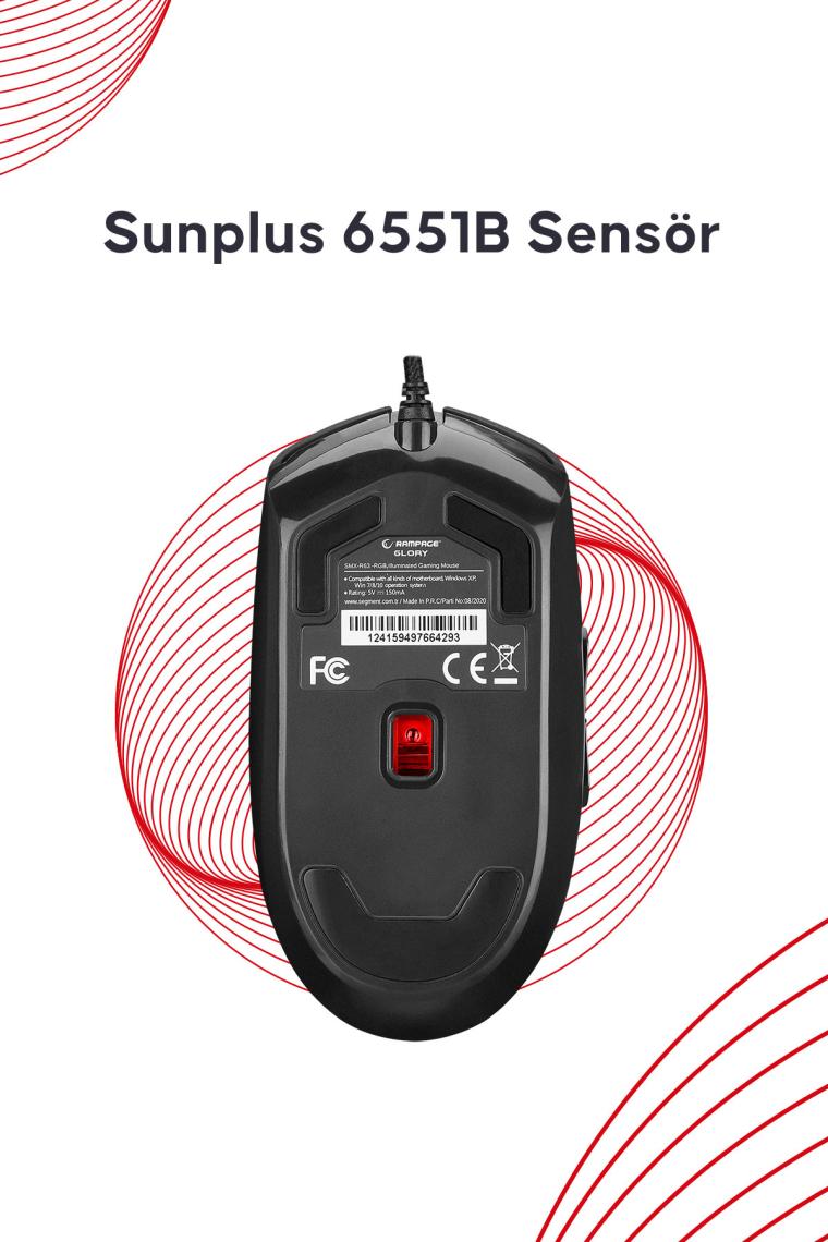 Smx-r63 Glory Usb Siyah Rgb Işıklı 6400dpi Gaming Oyuncu Mouse