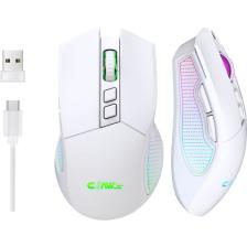 Claw's Crossfire Air V1 Kablosuz 10000 Dpi Pixart PMW3325 Sensör Makro Yazılımlı Chromatic RGB Kablosuz Gaming Mouse - Beyaz (2.4 GHz Kablosuz + BT5.1 + Type-C ile Kullanım Desteği)
