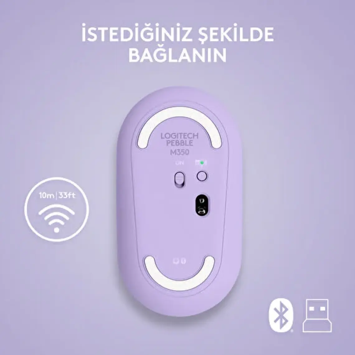 Logitech Pebble M350 910-006752 Bluetooth Optik Mouse Lila