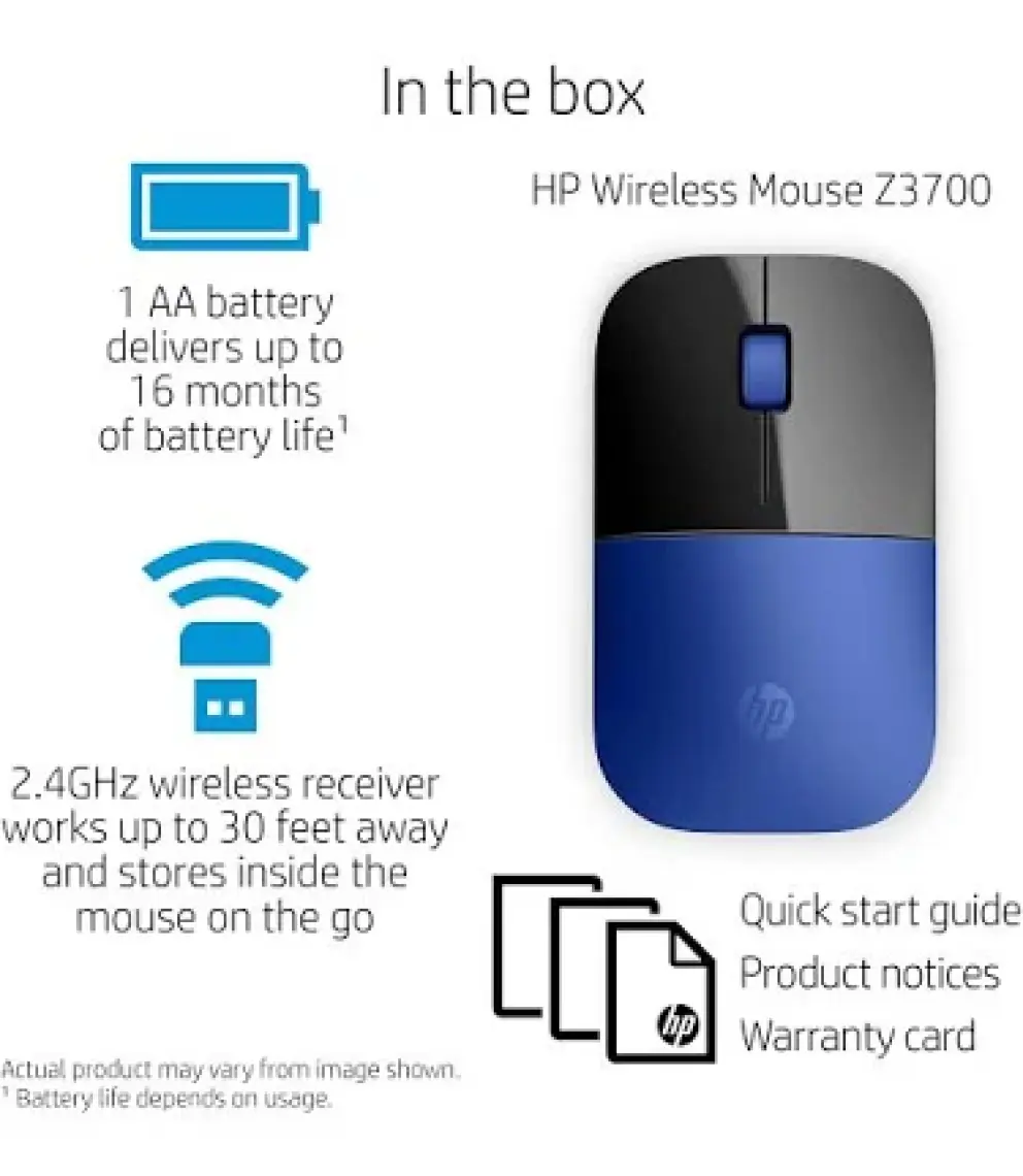 HP Z3700 Kablosuz İnce & Hafif Mouse -  Mavi