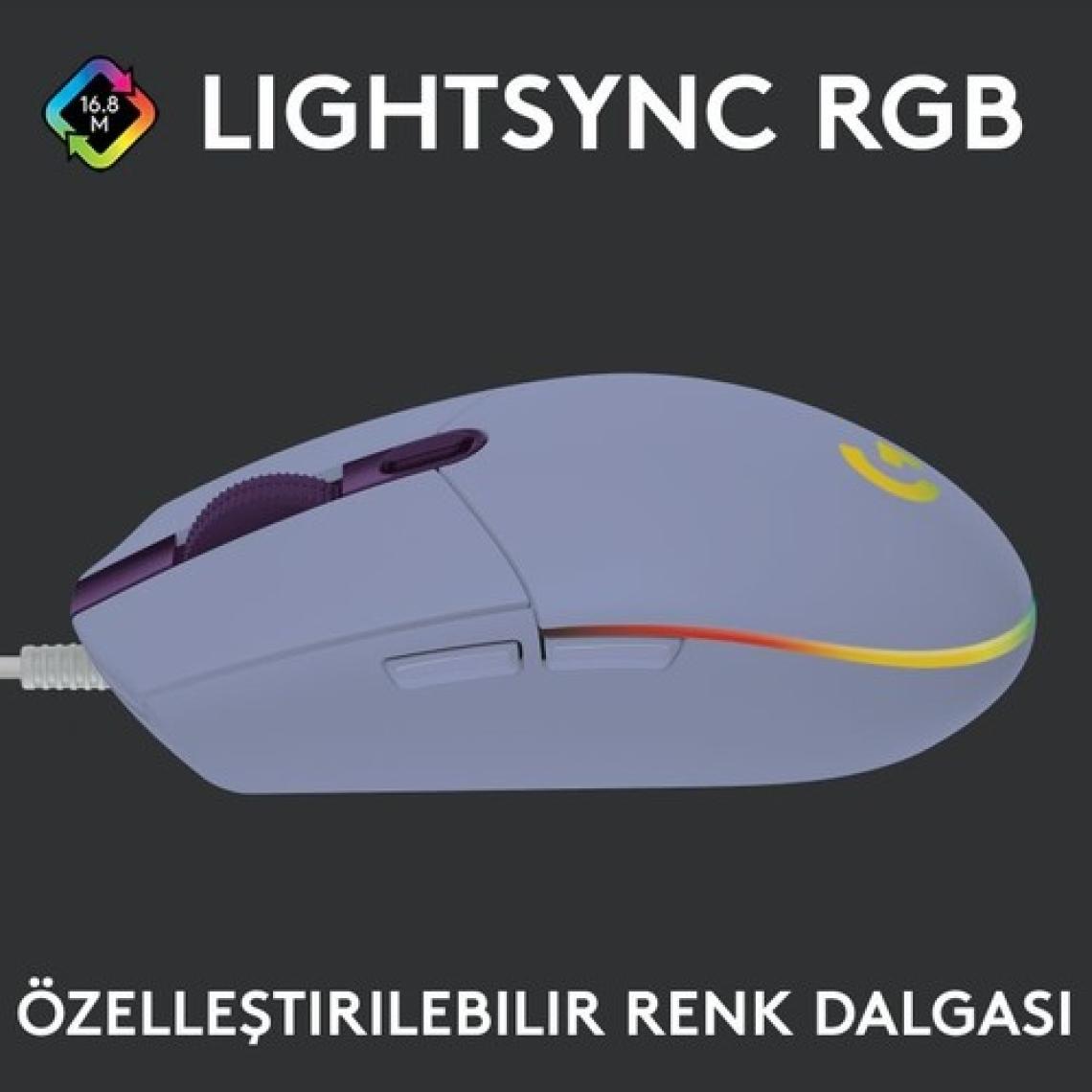 Logitech G G102 LIGHTSYNC RGB Aydınlatmalı 8.000 DPI Kablolu Oyuncu Mouse - Lila