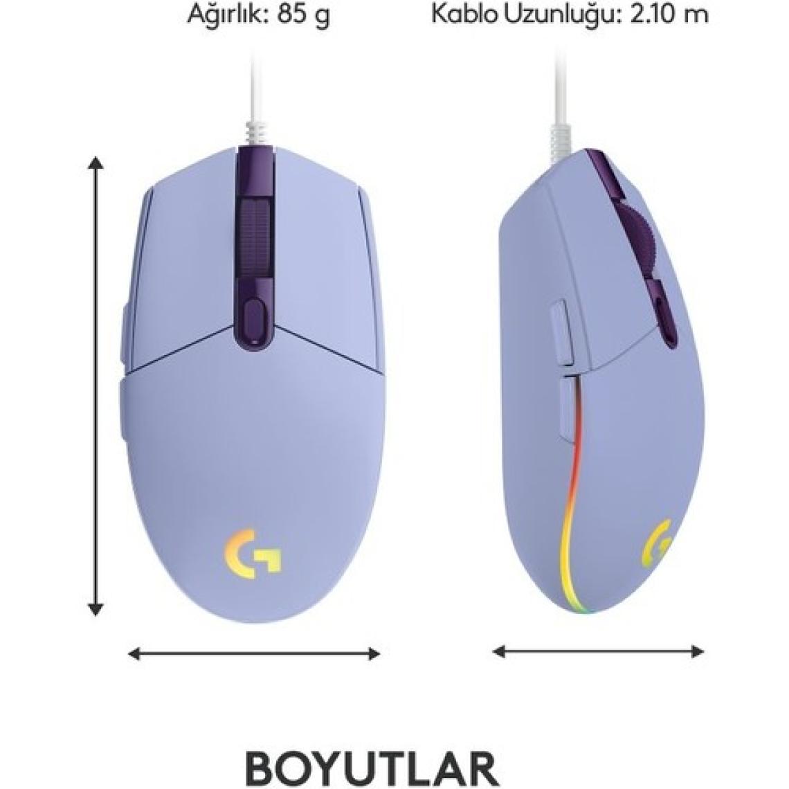 Logitech G G102 LIGHTSYNC RGB Aydınlatmalı 8.000 DPI Kablolu Oyuncu Mouse - Lila