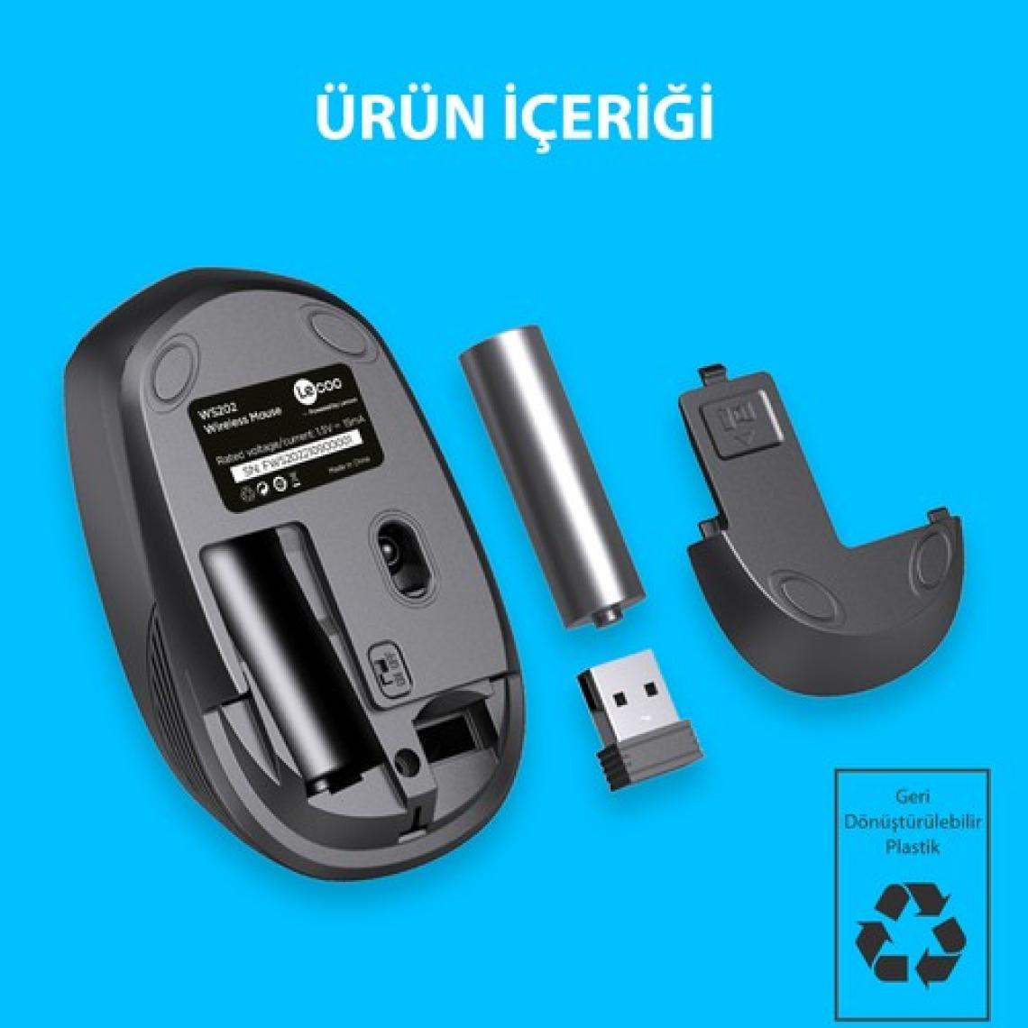 Lecoo WS202 Kablosuz 1200DPI 4 Tuşlu Optik Mouse Beyaz