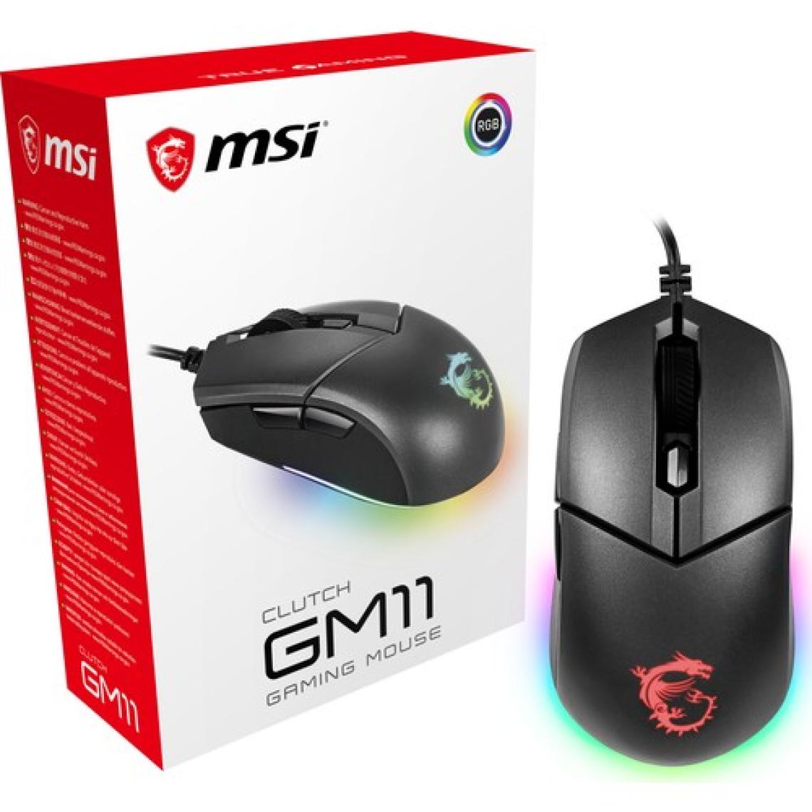 MSI Clutch GM11 Kablolu Optik Oyuncu Mouse Siyah