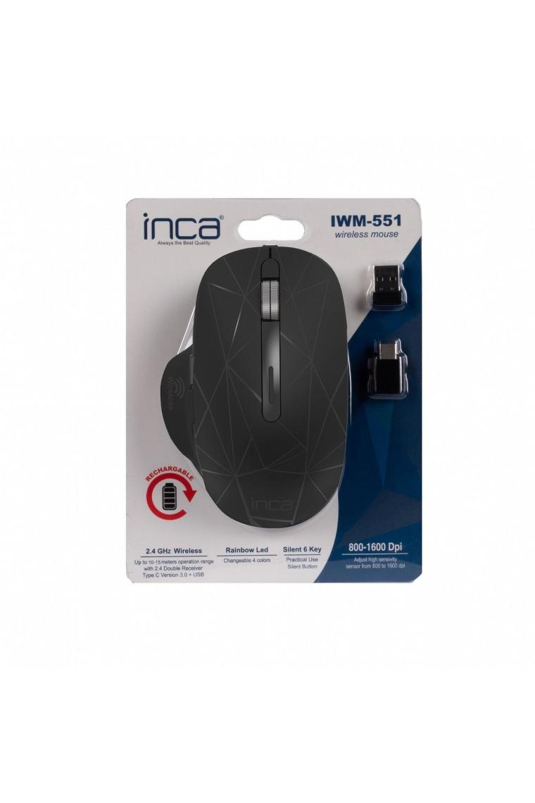 Inca IWM-551 Kablosuz Usb+Type C Şarj Edilebilir 1600 DPI Mouse