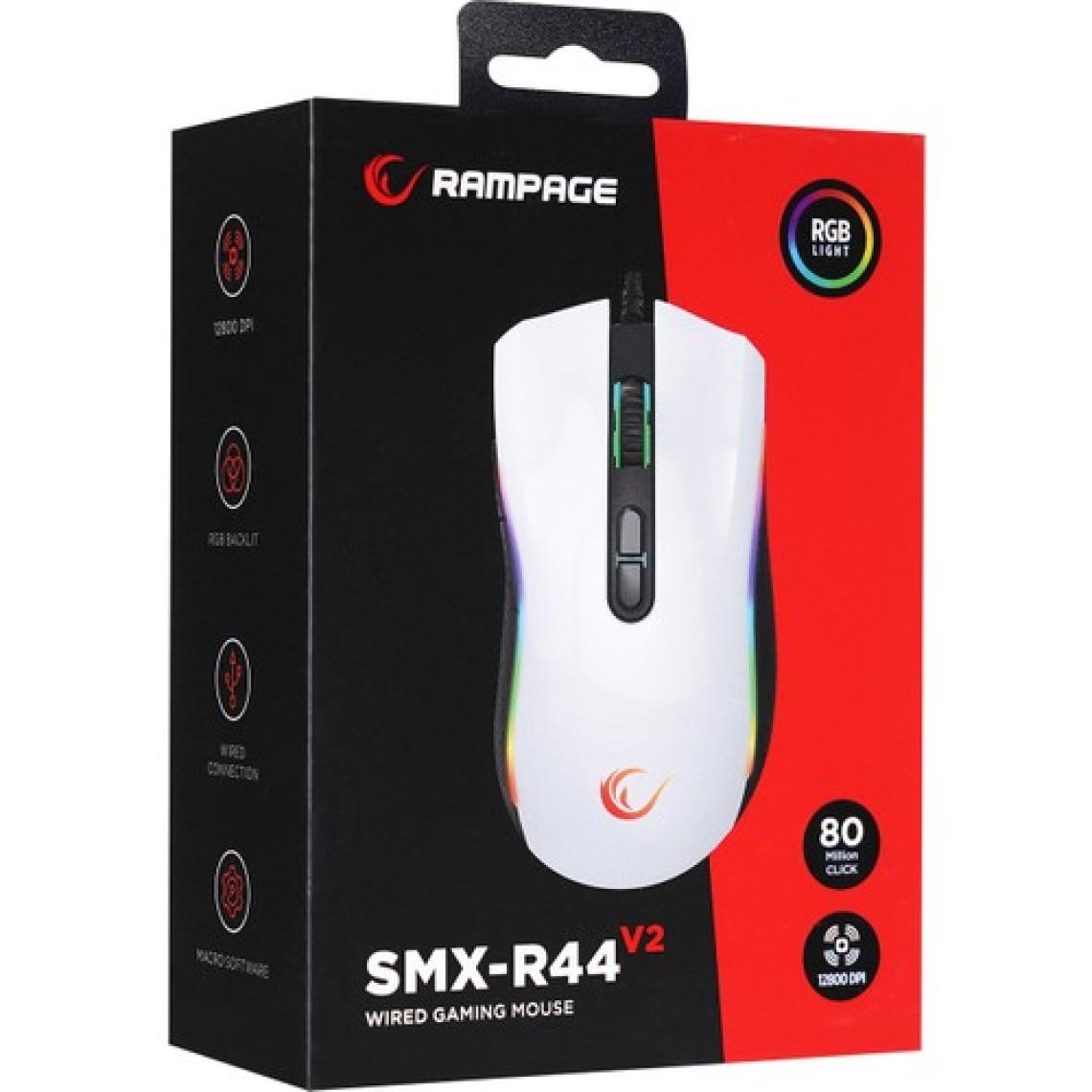 Rampage Smx-r44 V2 Makrolu Beyaz 12800 Dpı Rgb Ledli 80 Milyon Pro Gaming Oyuncu Mouse