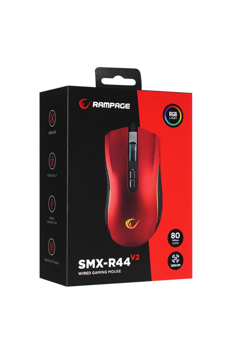 Rampage Smx-r44 V2 Makrolu Kırmızı 12800 Dpı Rgb Ledli 80 Milyon Gaming Pro Oyuncu Mouse