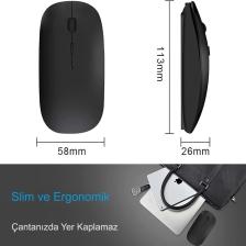 Hymark Sessiz Tıklama Şarjlı Çift Modlu Bluetooth Kablosuz 2.4ghz Siyah Mouse