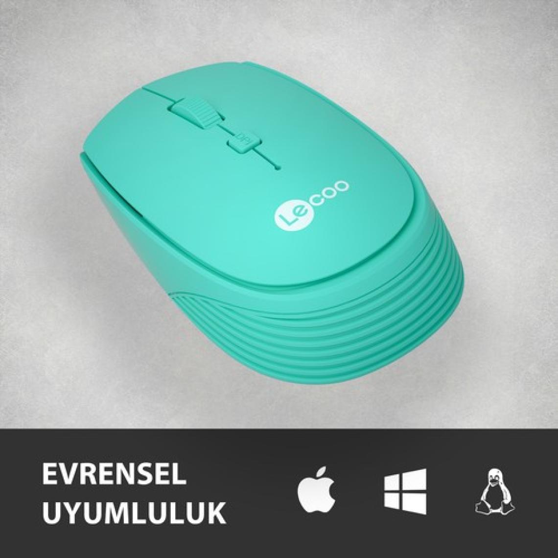 Lenovo Lecoo WS202 Optik Kablosuz Turkuaz Mouse