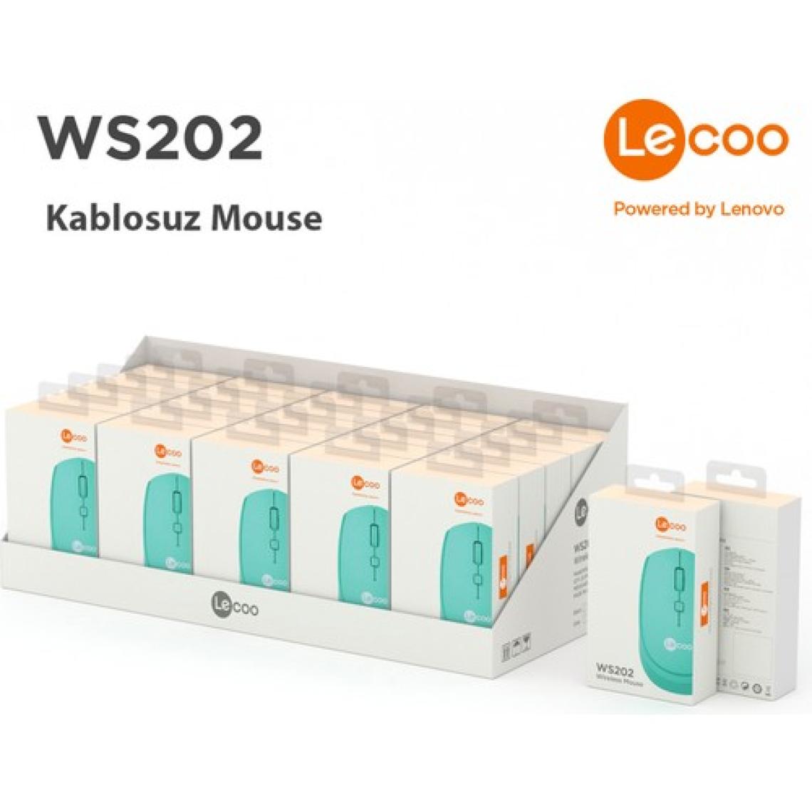 Lenovo Lecoo WS202 Optik Kablosuz Turkuaz Mouse