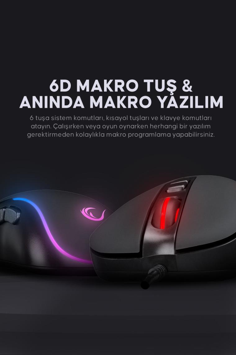 Smx-r47 X-jammer Usb Rgb Mouse Drag Click 7200 Dpi Gaming Mouse Oyuncu Mouse Makrolu Örgü Kablo