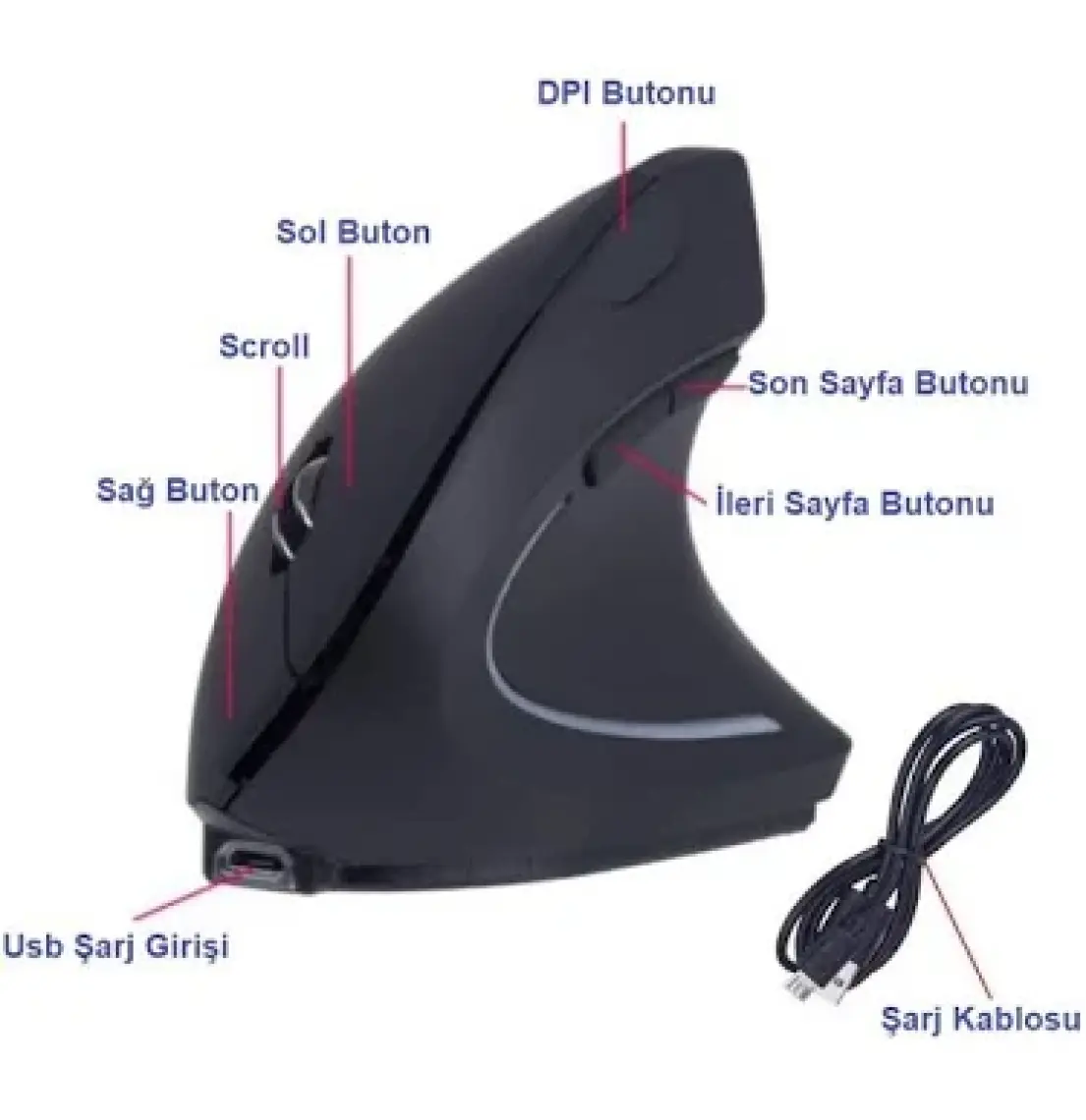 TriLine Kablosuz JSY-1 1600DPI Ergonomik Dikey Mouse