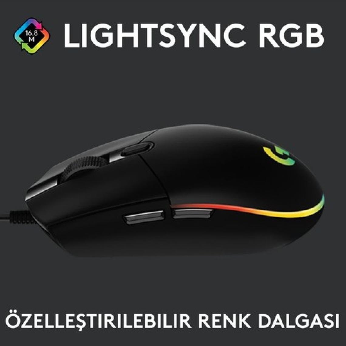 Logitech G102 Lightsync Kablolu Optik Oyuncu Mouse Siyah
