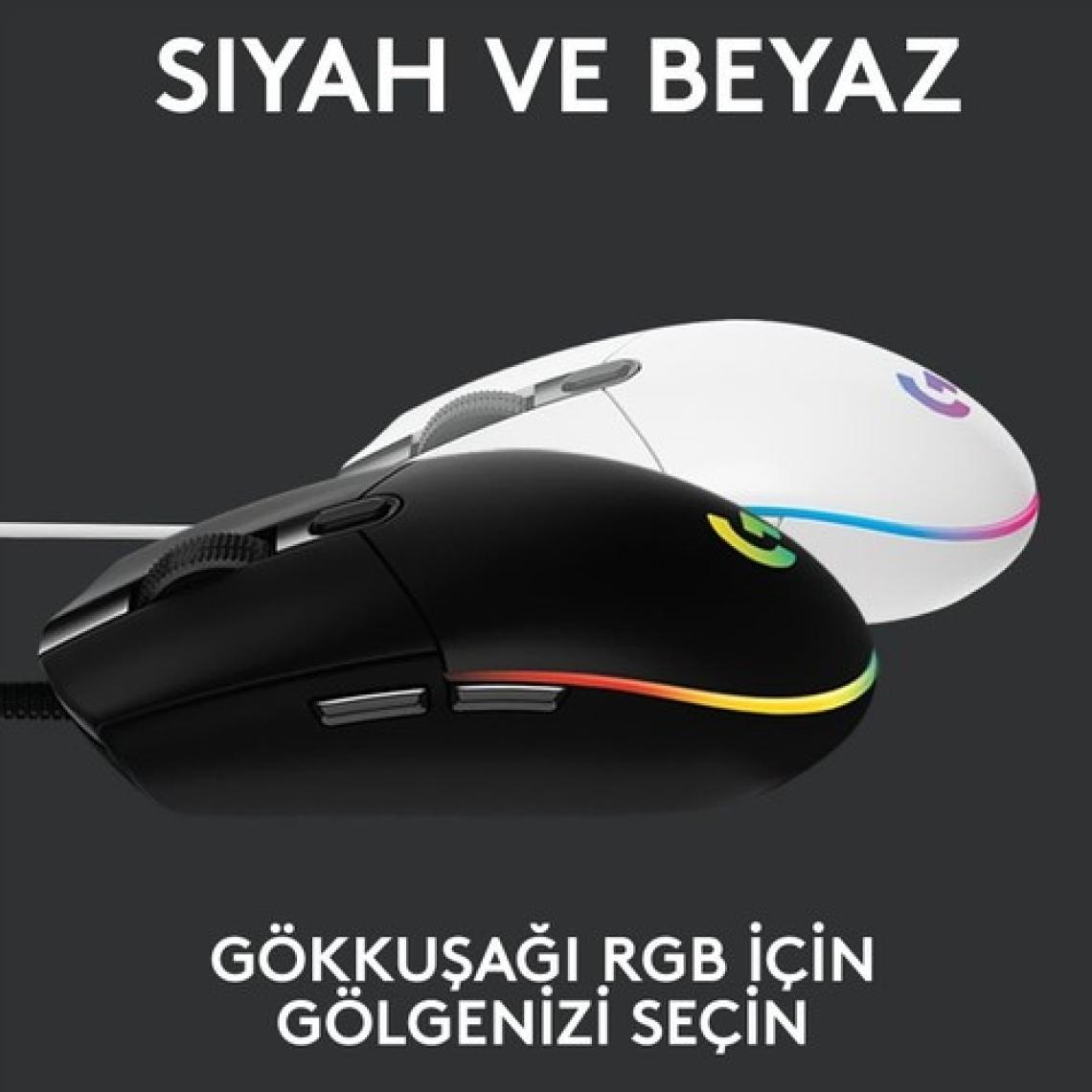 Logitech G102 Lightsync Kablolu Optik Oyuncu Mouse Siyah