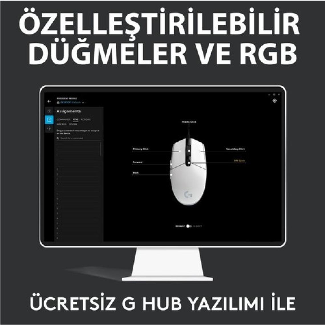 Logitech G102 Lightsync Kablolu Optik Oyuncu Mouse Siyah