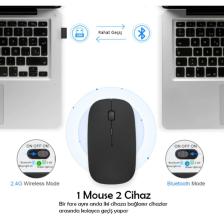 Triline Bluetooth Şarjlı 2.4ghz Kablosuz Mouse Sessiz Tıklama