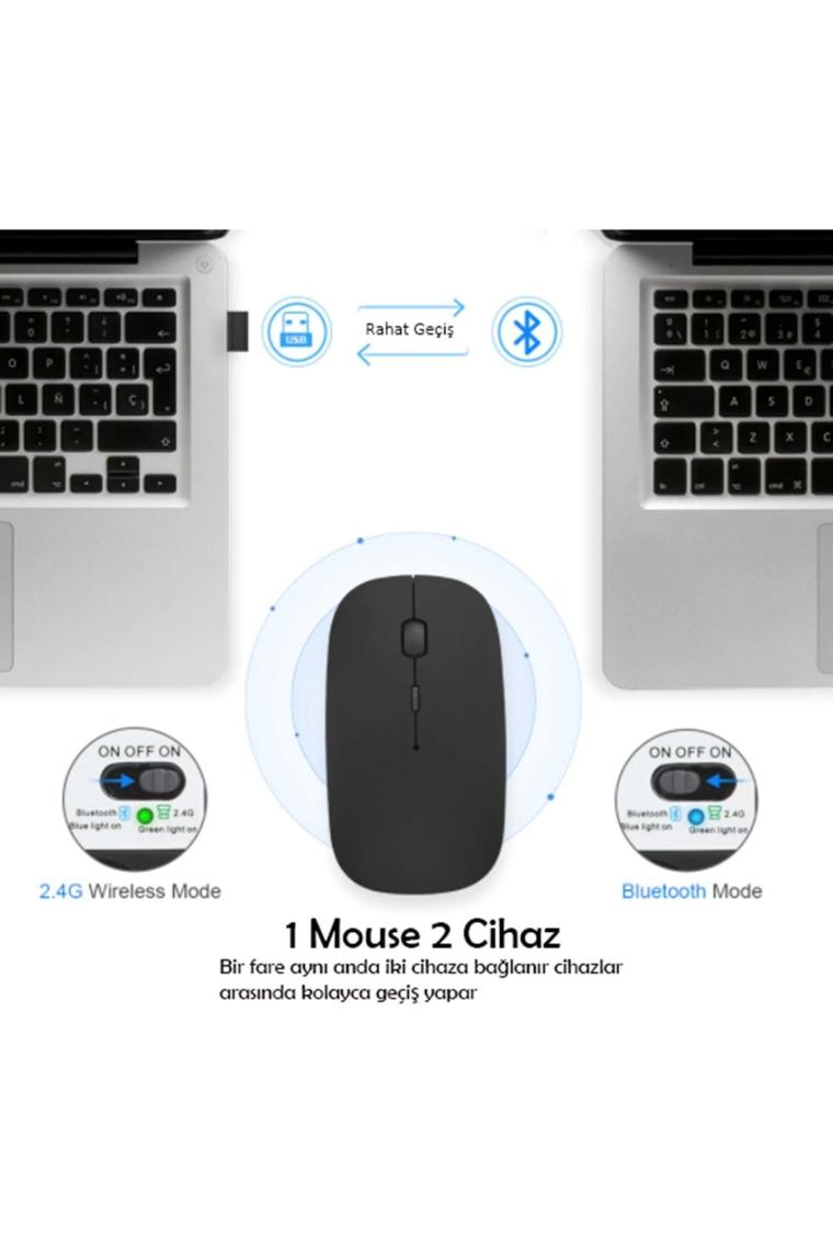 Triline Bluetooth Şarjlı 2.4ghz Kablosuz Mouse Sessiz Tıklama