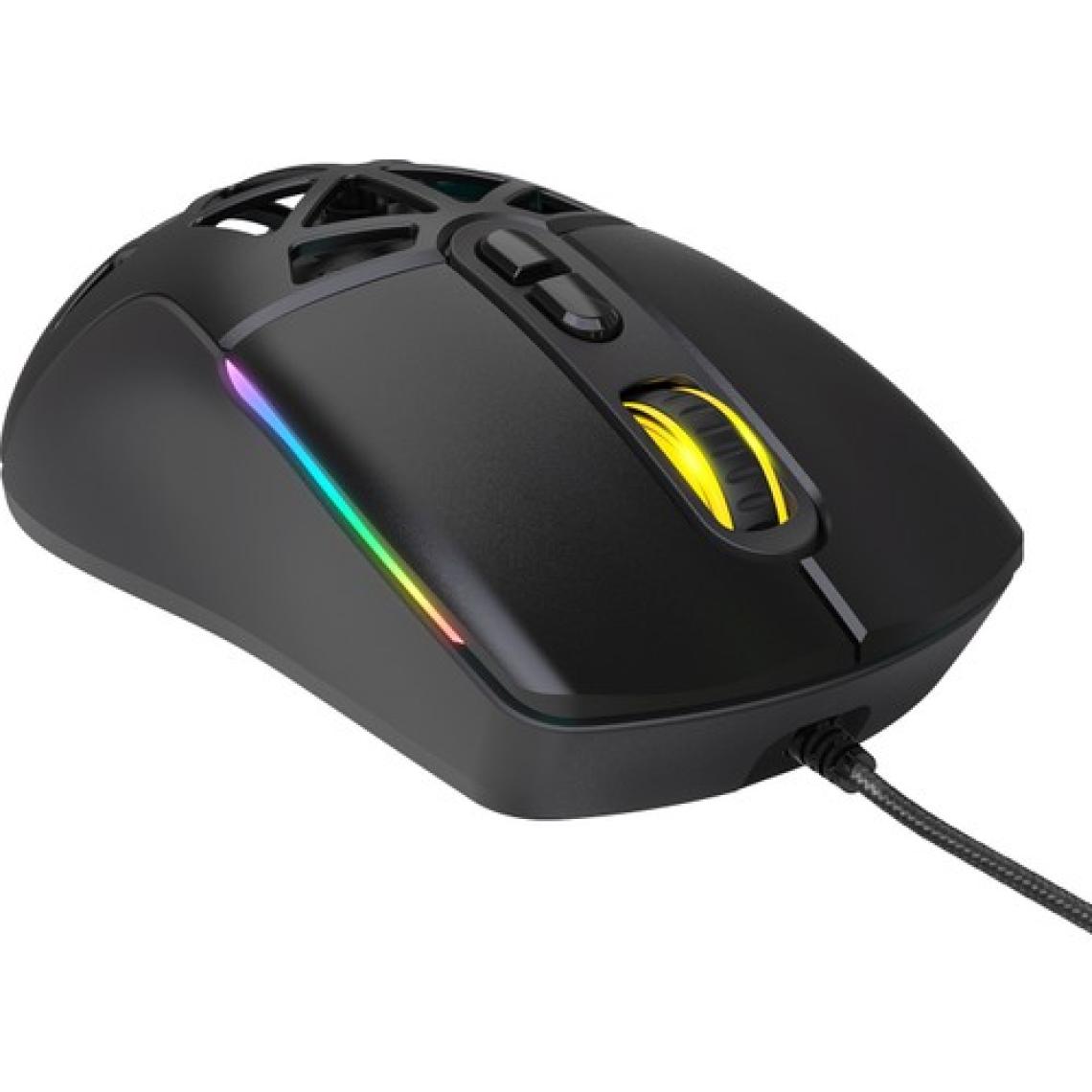 Claw's Nexus X1 12800 Dpi Wide RGB Özel ABS Doku, Claw's Reflex Örgü Kablolu & Değiştirilebilir Kapaklı Gaming Mouse - Siyah