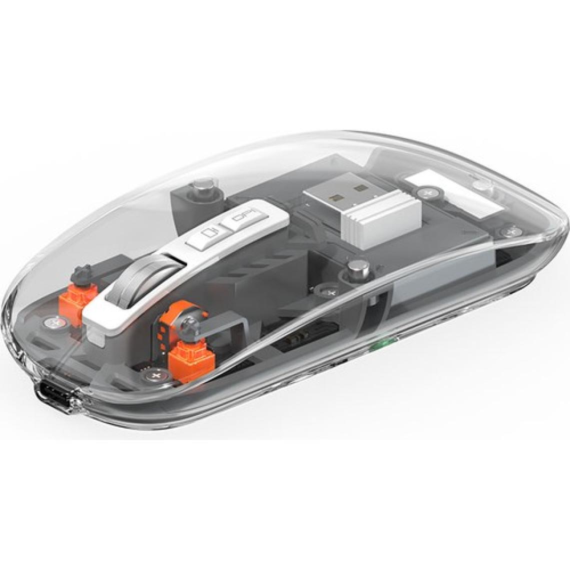 Wiwu Bluetooth Kablosuz Mouse Wiwu WM105 Crystal Rgb LED Işıklandırmalı Şeffaf Tasarım 2400 Dpi Gri