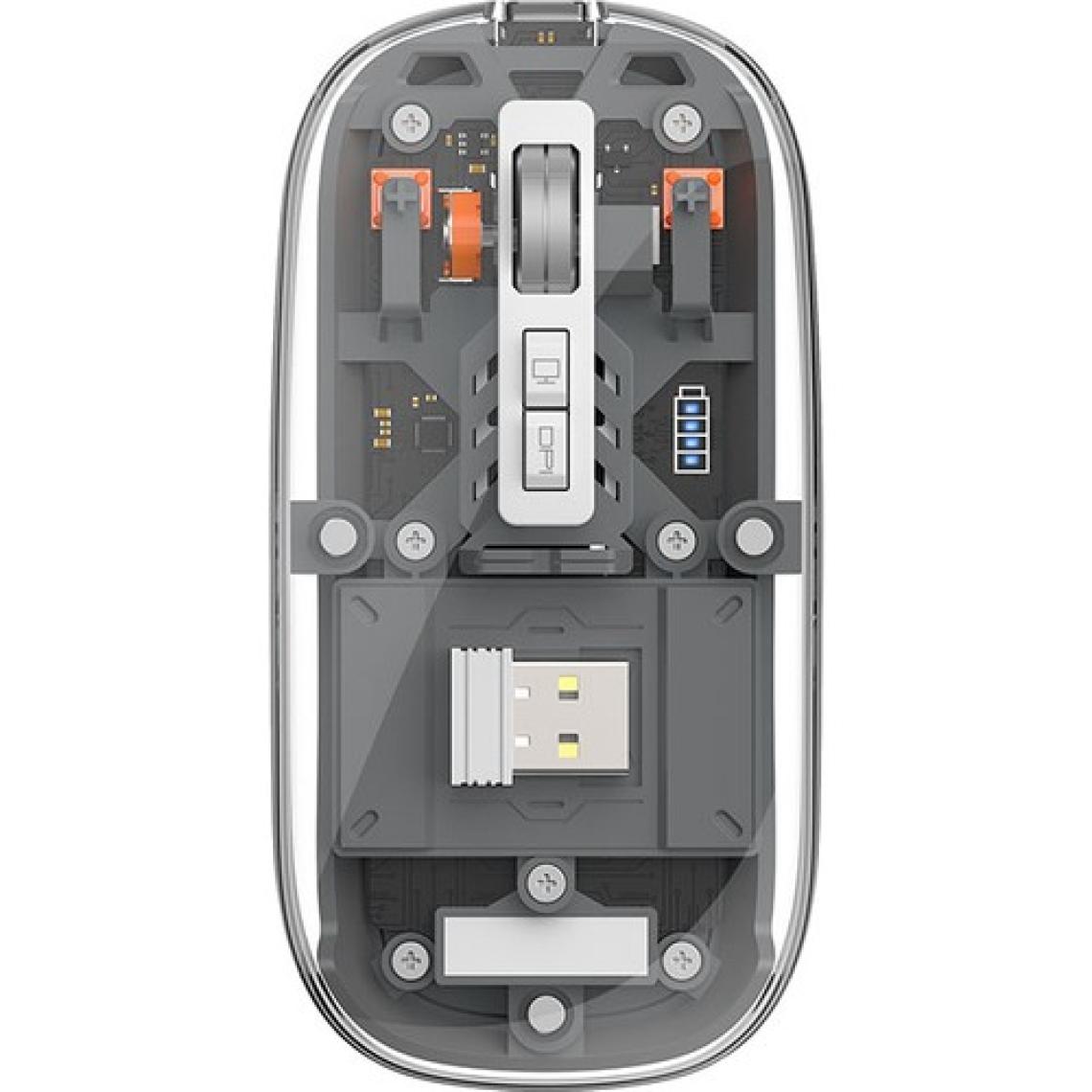Wiwu Bluetooth Kablosuz Mouse Wiwu WM105 Crystal Rgb LED Işıklandırmalı Şeffaf Tasarım 2400 Dpi Gri