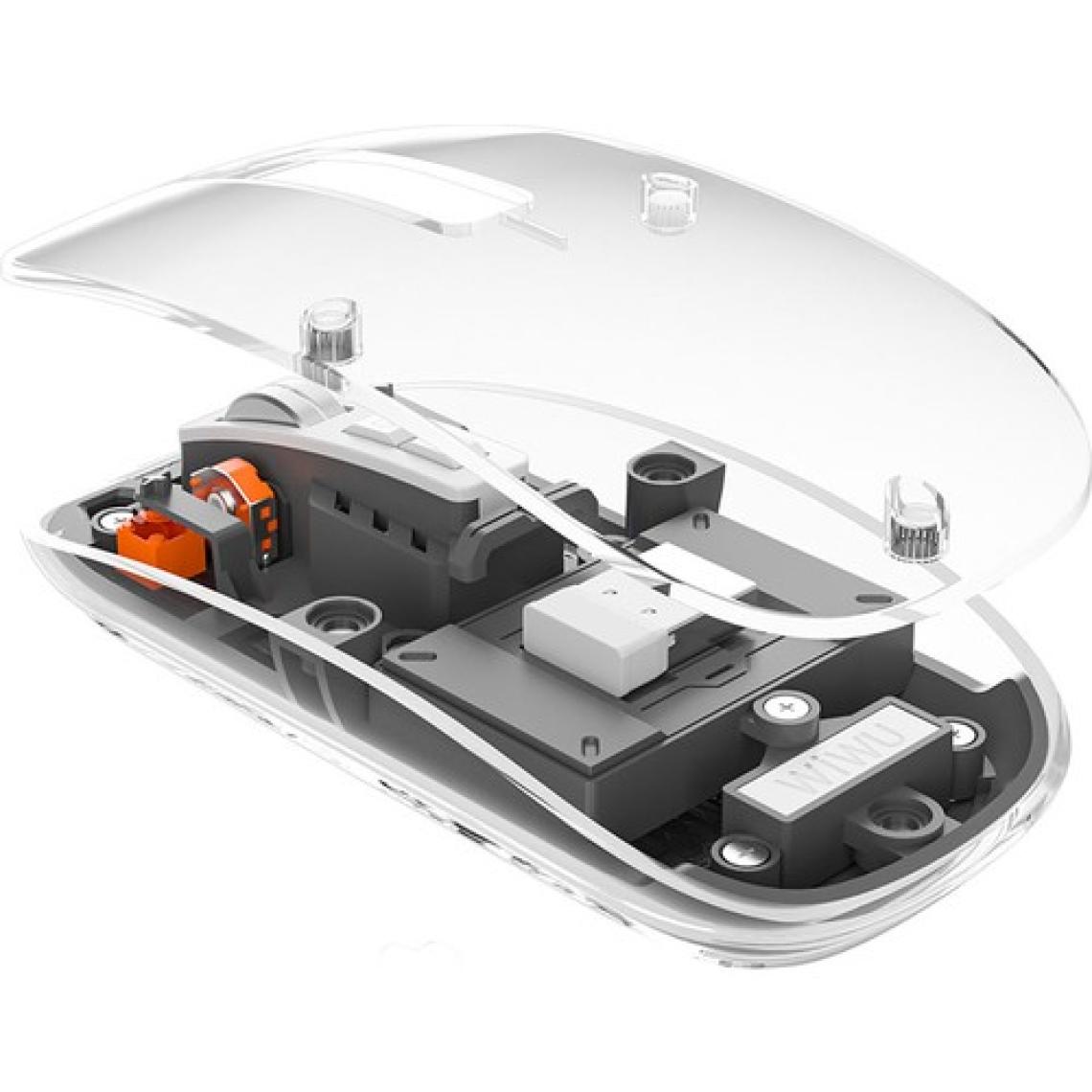 Wiwu Bluetooth Kablosuz Mouse Wiwu WM105 Crystal Rgb LED Işıklandırmalı Şeffaf Tasarım 2400 Dpi Gri