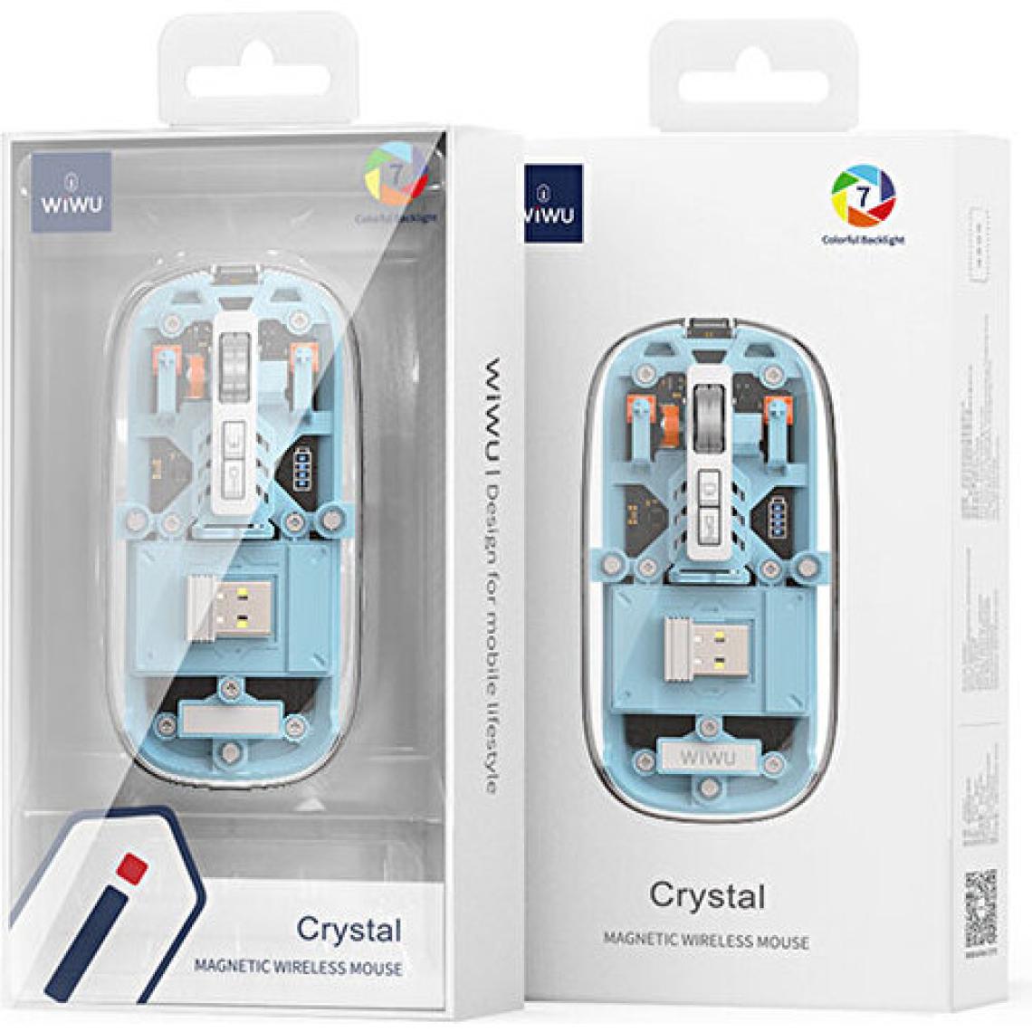 Wiwu Bluetooth Kablosuz Mouse Wiwu WM105 Crystal Rgb LED Işıklandırmalı Şeffaf Tasarım 2400 Dpi Gri