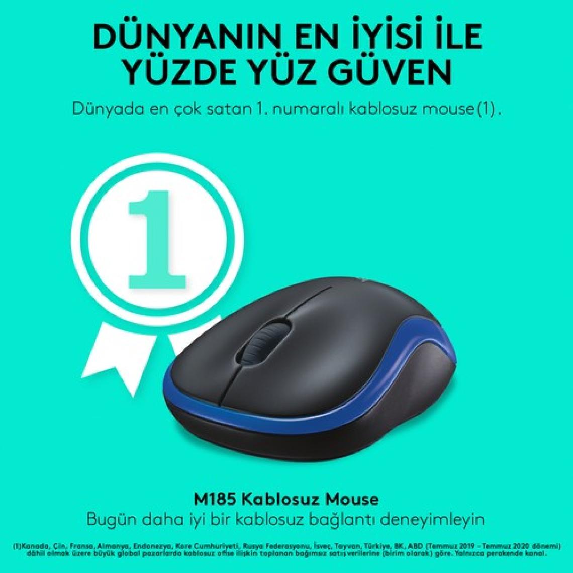 Logitech M185 Mavi 910-002236 Wireless Optik Mouse