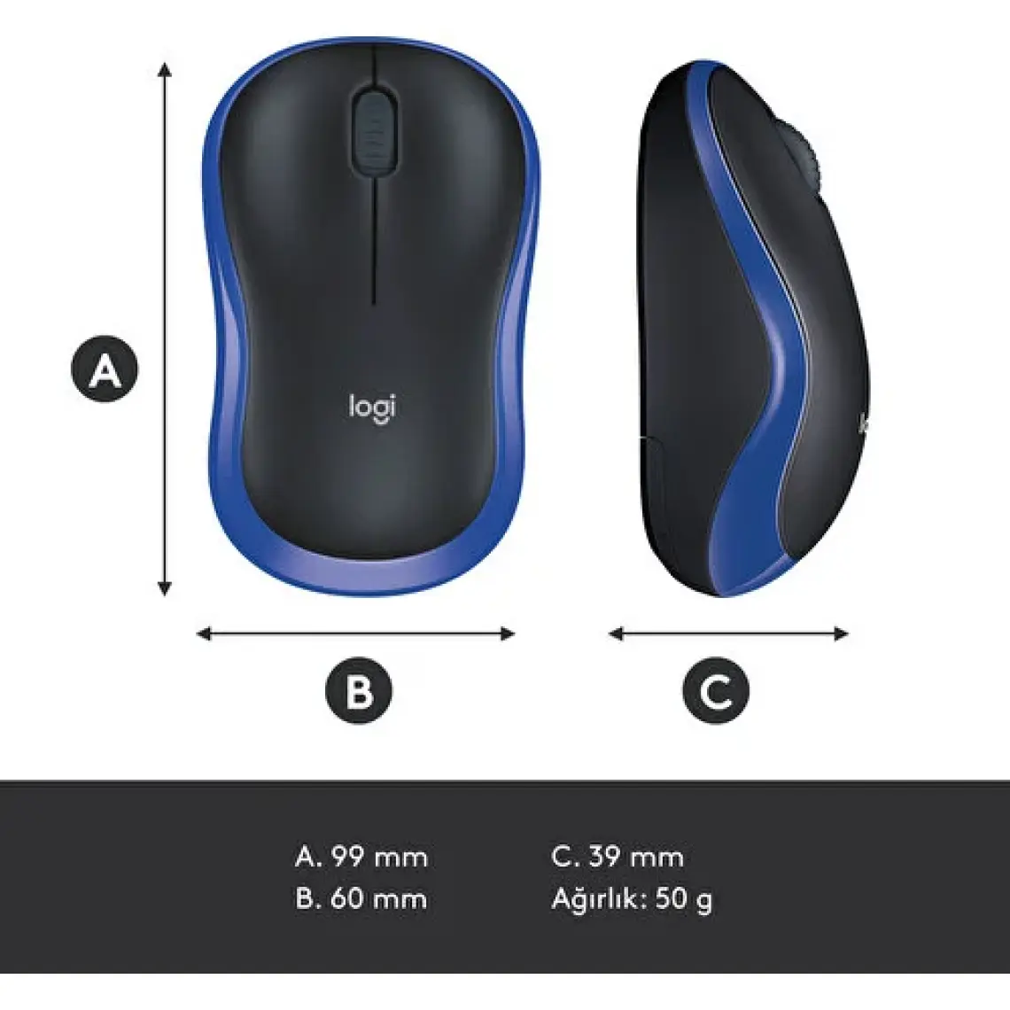 Logitech M185 Mavi 910-002236 Wireless Optik Mouse