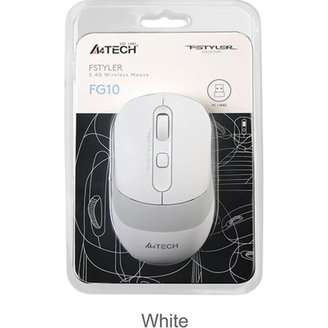 A4Tech FG10 Nano Alıcı Kablosuz Optik 2000DPI Enerji Korumalı Mouse - Beyaz