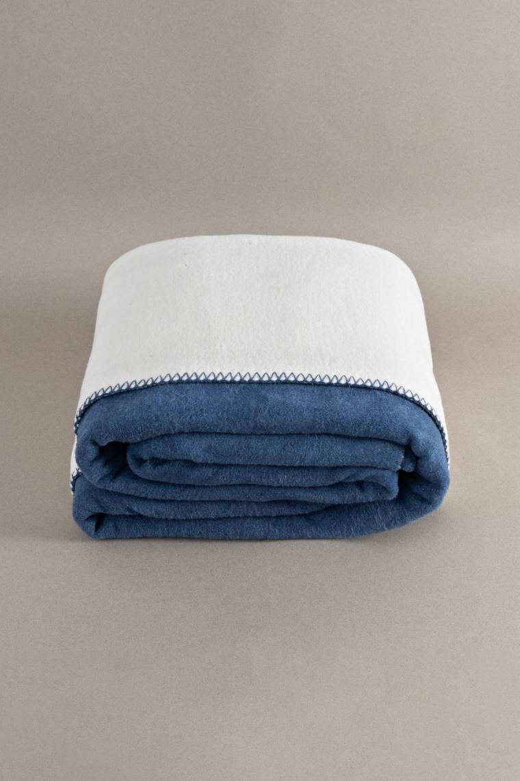 Twin Soft Pamuklu Çift Kişilik Battaniye Mavi Krem 200 X 220 5009a