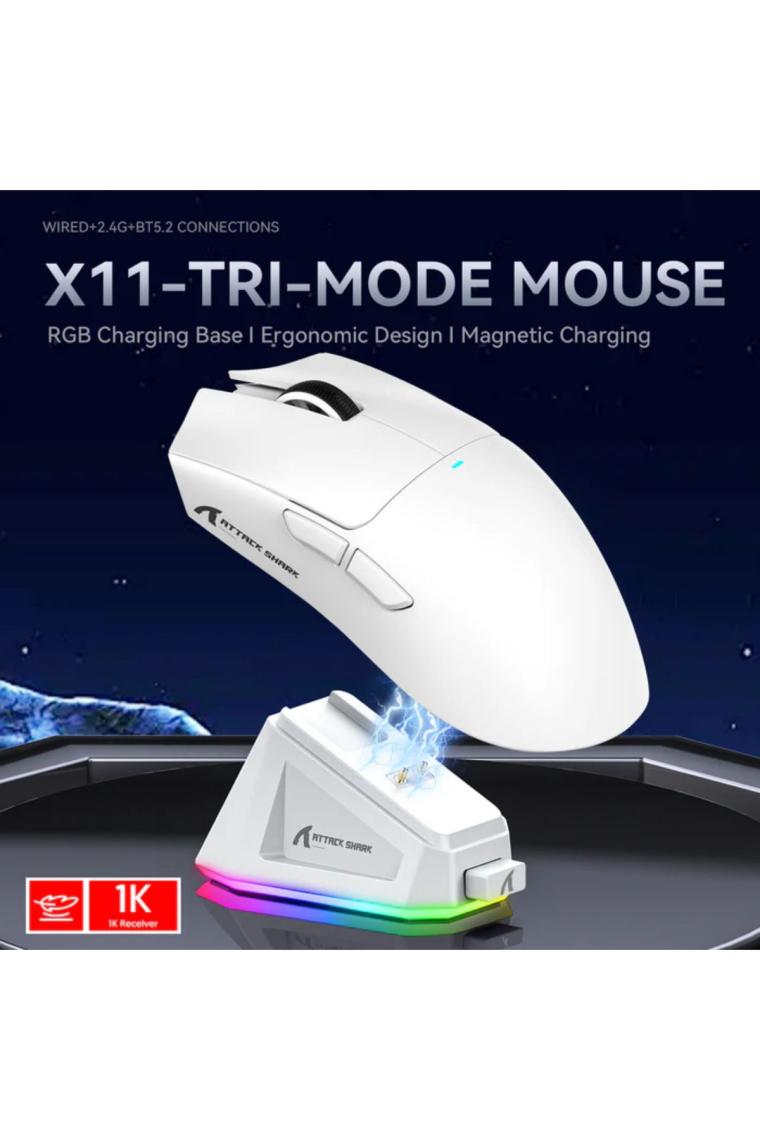 Attack Shark X11 Superlight 22000DPI Trimode Bt+2.4ghz Şarj Istasyonlu Kablosuz Gaming Oyuncu Faresi