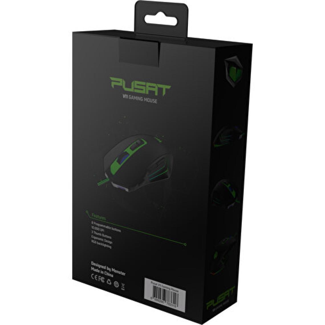 Pusat V11 10000 DPI 8 Tuşlu Kablolu RGB Oyuncu Mouse - Siyah