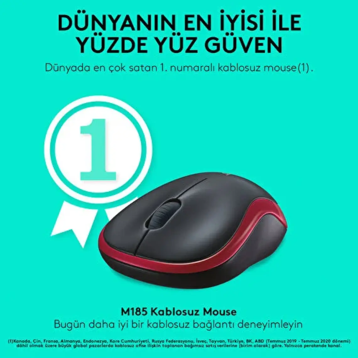 Logitech M185 Kırmızı 910-002237 Wireless Optik Mouse