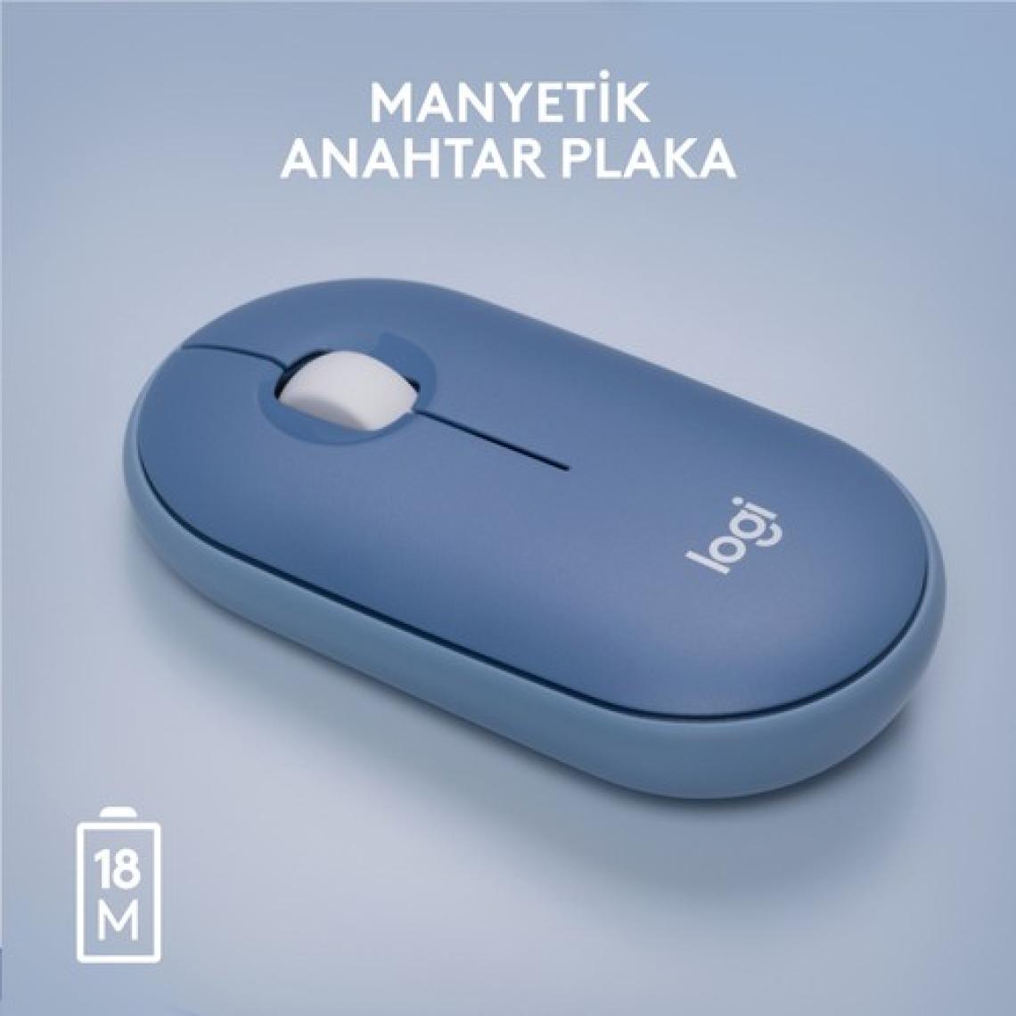 Logitech M350 Pebble Mac Için Sessiz Kablosuz Kompakt Mouse - Uzay Mavisi