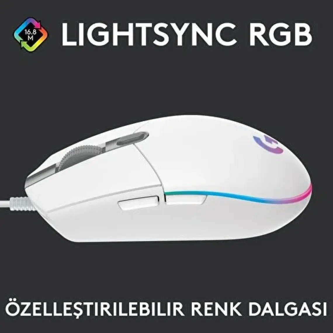 Logitech G102 Lightsync Kablolu Optik Oyuncu Mouse Beyaz
