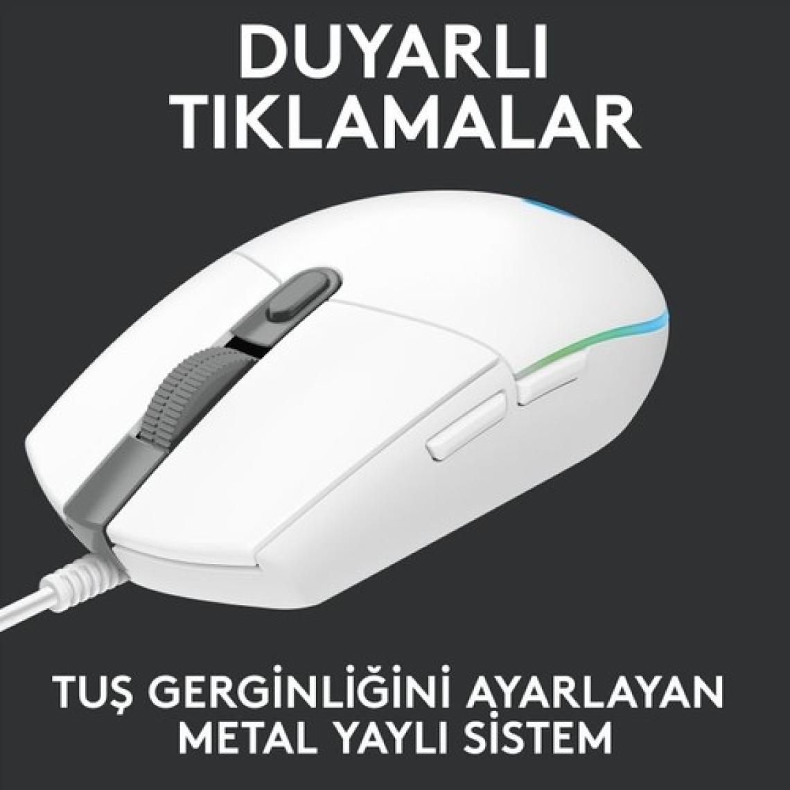 Logitech G102 Lightsync Kablolu Optik Oyuncu Mouse Beyaz