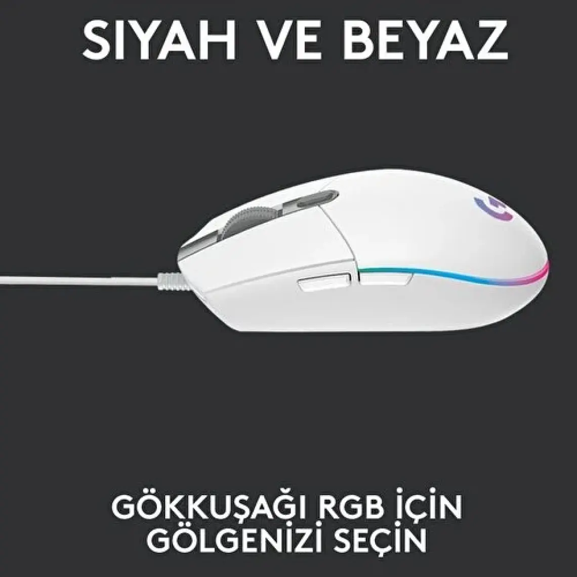 Logitech G102 Lightsync Kablolu Optik Oyuncu Mouse Beyaz