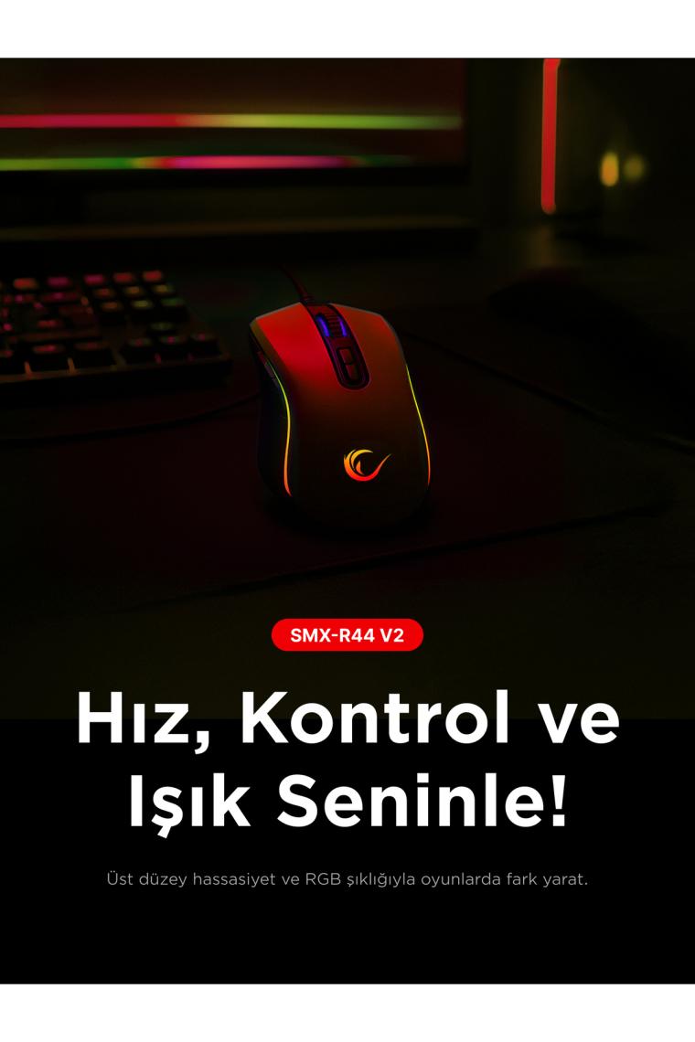 Rampage Smx-r44 V2 Makrolu Kırmızı 12800 Dpı Rgb Ledli 80 Milyon Gaming Pro Oyuncu Mouse