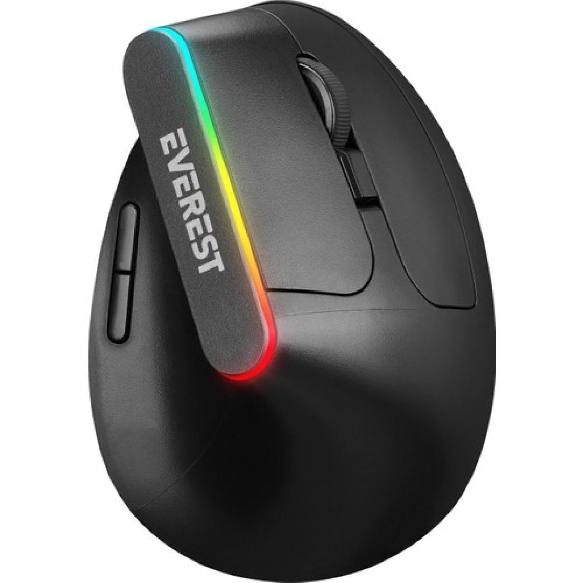 Everest SMW-618 Rgb Işıklı Ergonomik Dikey Tutuşlu Vertical Siyah Kablosuz Mouse