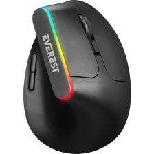 Everest SMW-618 Rgb Işıklı Ergonomik Dikey Tutuşlu Vertical Siyah Kablosuz Mouse