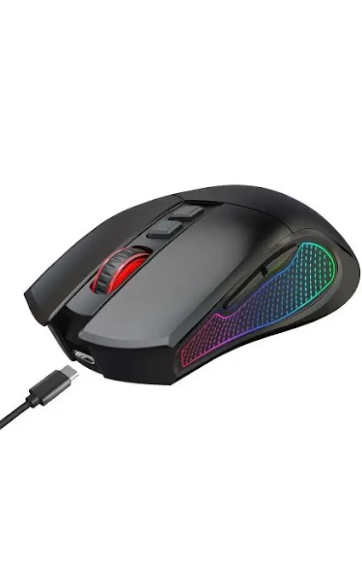 Claw's Crossfire Air V1 Kablosuz 10000 Dpi Pixart PMW3325 Sensör Makro Yazılımlı Chromatic RGB Kablosuz Gaming Mouse - Siyah (2.4 GHz Kablosuz + BT5.1 + Type-C ile Kullanım Desteği)