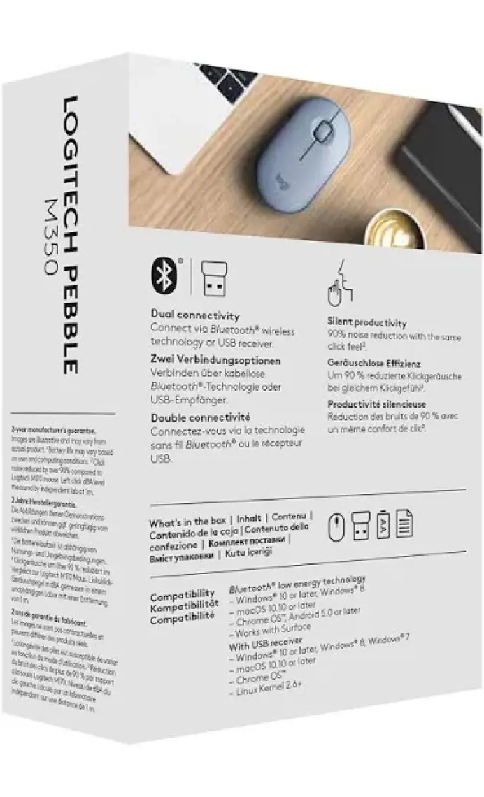 Logitech M350 Pebble Sessiz Kablosuz Kompakt Mouse - Siyah