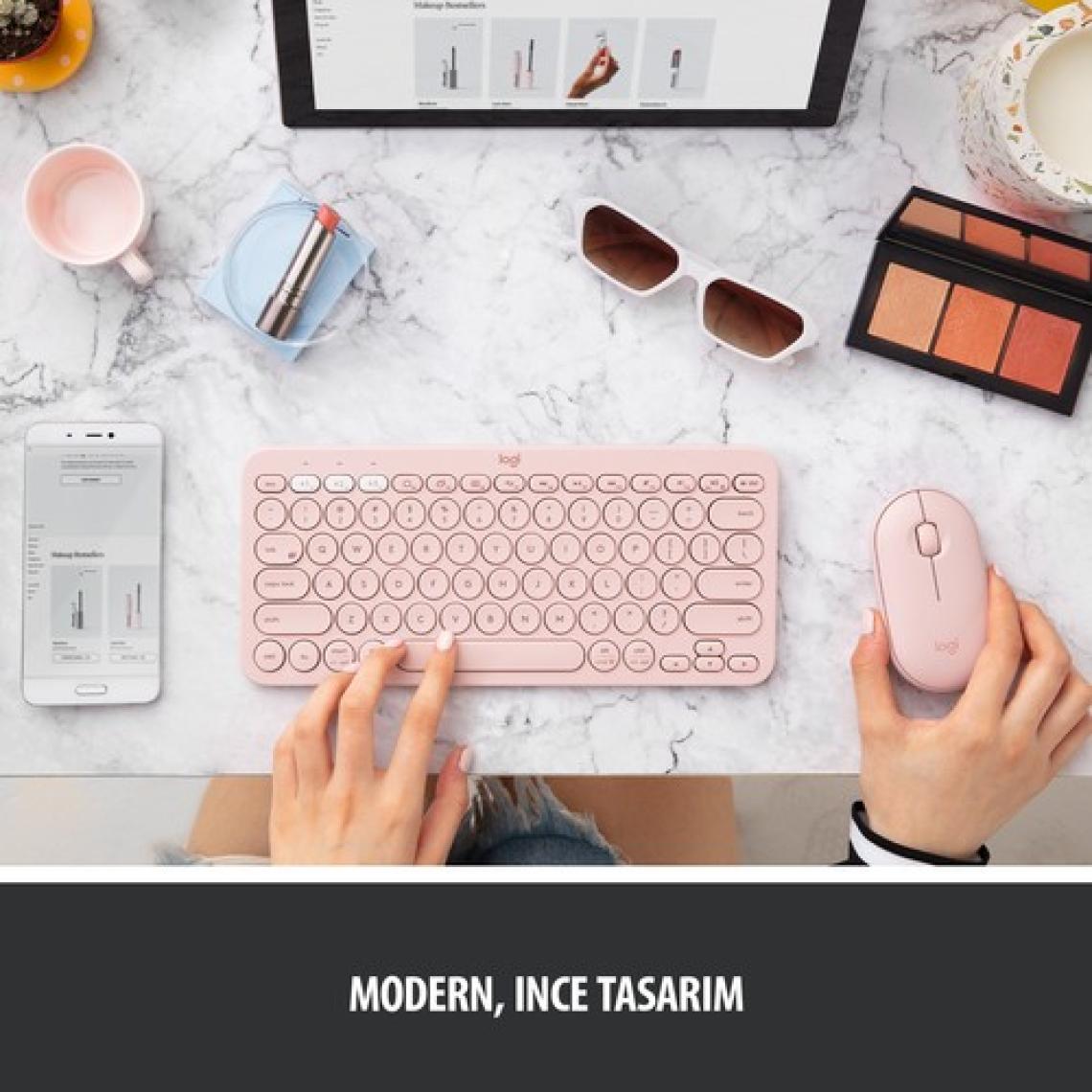 Logitech M350 Pebble Sessiz Kablosuz Kompakt Mouse - Pembe